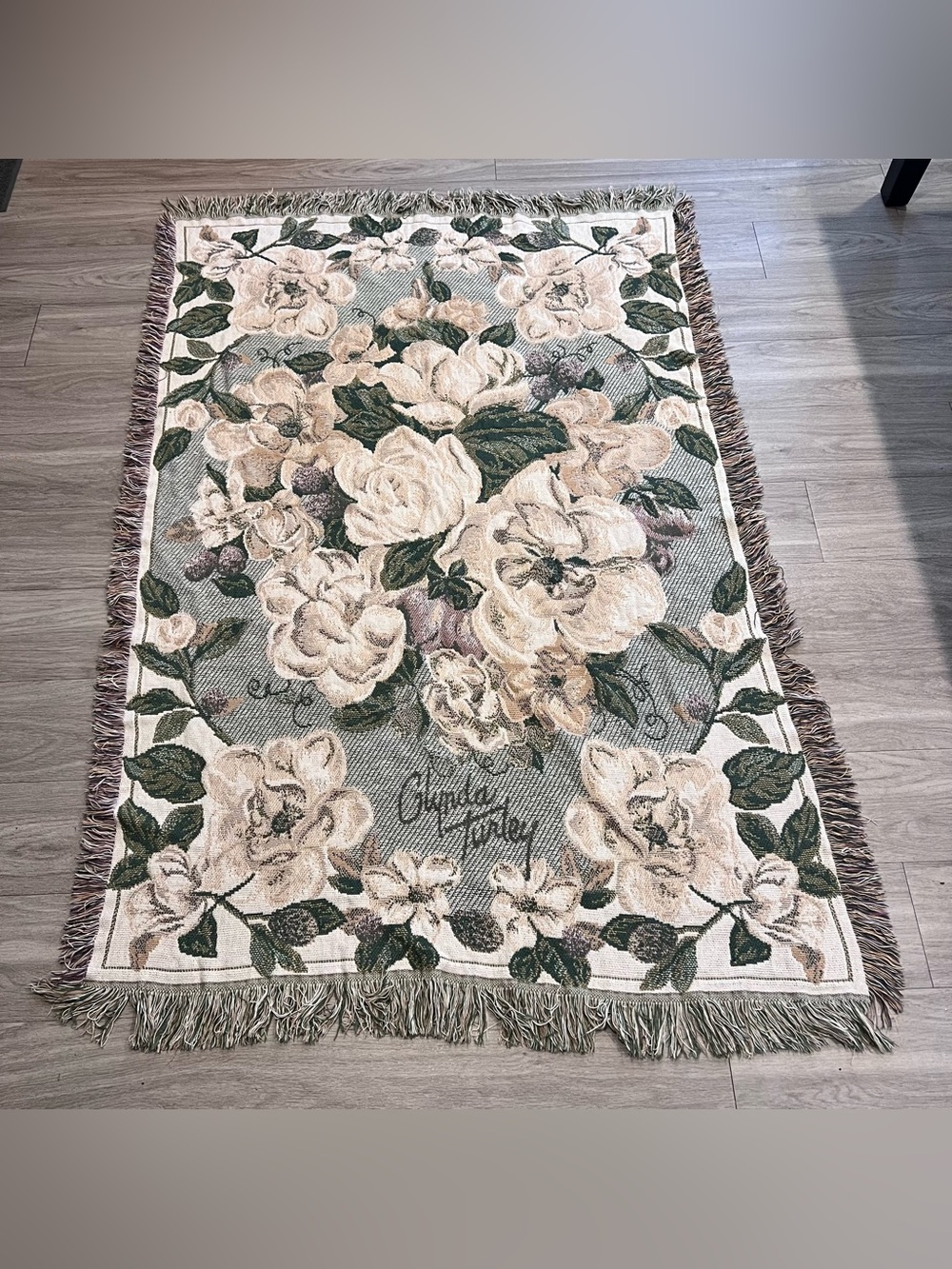 Glenda Turley Floral Cotton Woven Throw Blanket USA